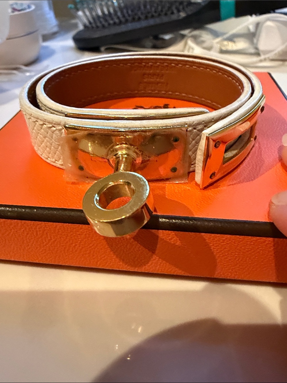 Hermes Kelly leather bracelet